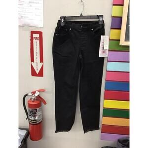 Women with control 0 petite straight black jeans fringe new HSN